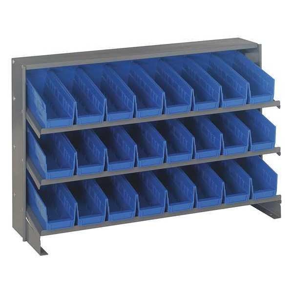 Steel Bench Pick Rack, 36 in W x 21 in H x 12 in D, 3 Shelves, Blue