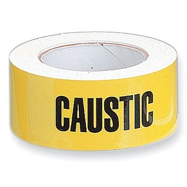 Pipe Marker, Caustic, Yellow, 2X90FT CAUSTIC