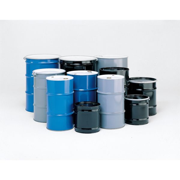 Open Head Transport Drum, Steel, 8 gal, Lined, Black