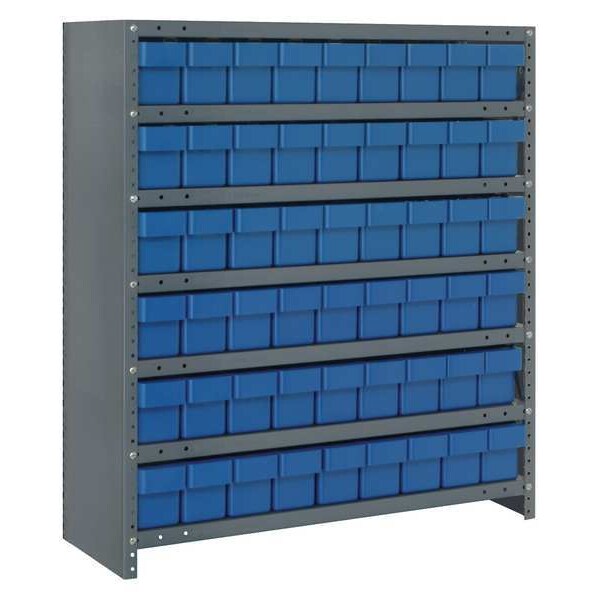 Steel Enclosed Bin Shelving, 36 in W x 39 in H x 18 in D, 7 Shelves, Blue