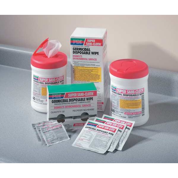 Disinfecting Wipes, White, Packet, Hard, Non Porous Surfaces, 50 Wipes, 11-1/2 in x 11-3/4 in