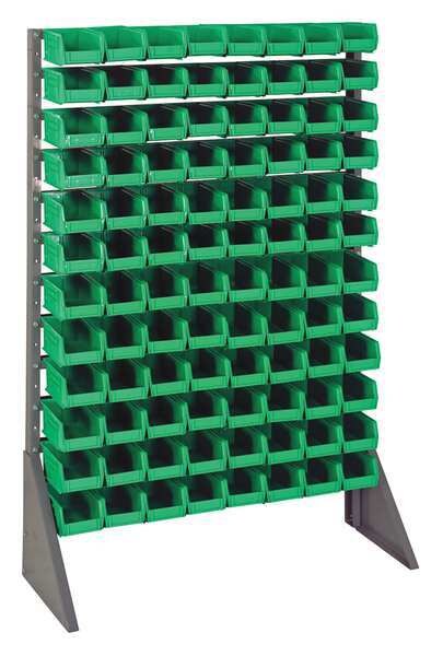 Steel Bin Rail Floor Rack, 15 in W x 36 in D x 54 in H, Green