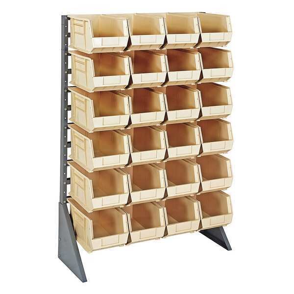 Steel Bin Rail Floor Rack, 36 in W x 15 in D x 54 in H, Ivory