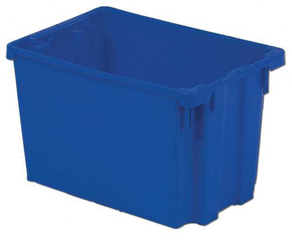 Stack & Nest Bin, Red, Plastic, 29 5/8 in L x 22 3/8 in W x 6 1/8 in H, 70 lb Load Capacity