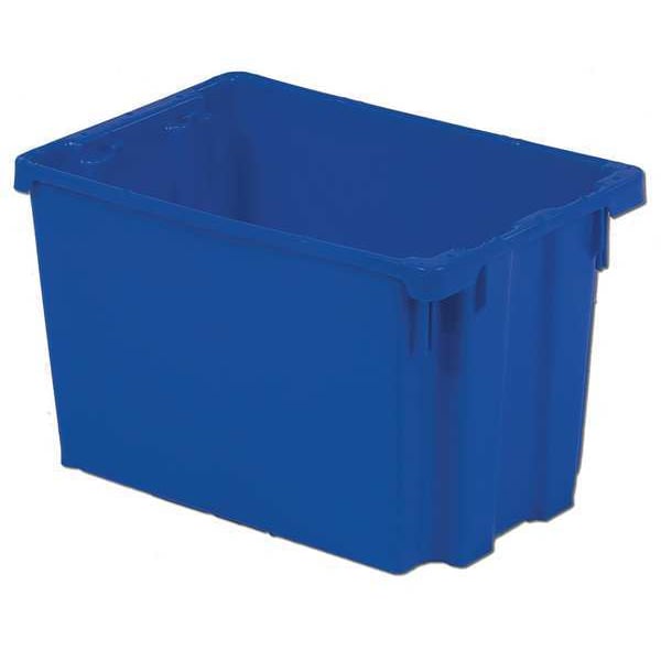 Stack & Nest Bin, Blue, Plastic, 29 5/8 in L x 22 3/8 in W x 6 1/8 in H, 70 lb Load Capacity