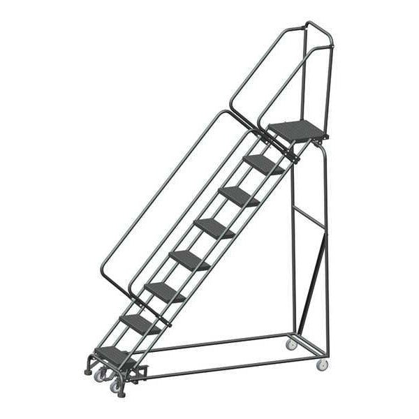 113 in H Steel Rolling Ladder, 8 Steps