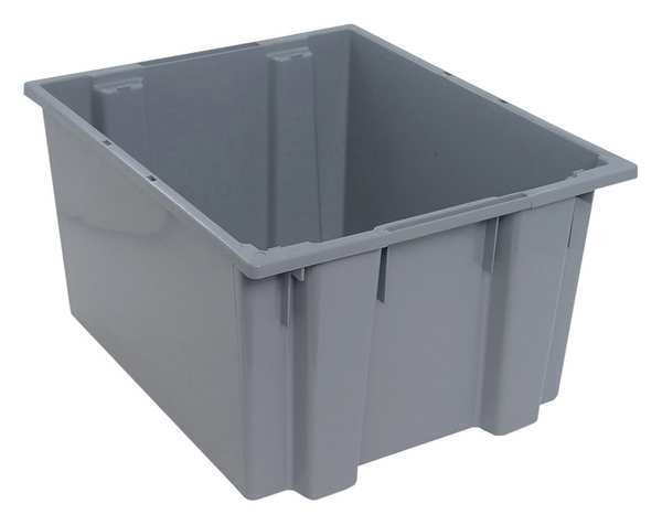Stack & Nest Container, Gray, Polyethylene, 23 1/2 in L, 19 1/2 in W, 13 in H