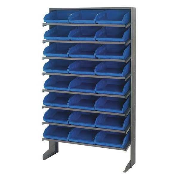 Plastic Pick Rack, 36 in W x 60 in H x 12 in D, 8 Shelves, Blue