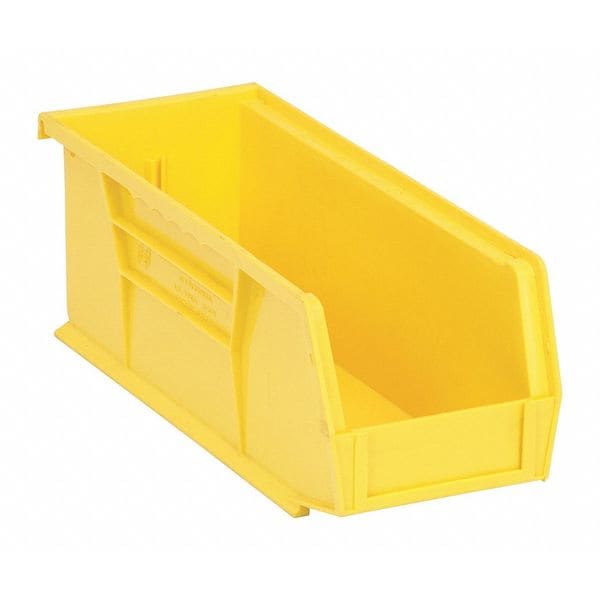 Hang & Stack Storage Bin, Yellow, Polypropylene, 10 7/8 in L x 4 1/8 in W x 4 in H