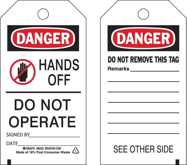 Danger Tag, 5-3/4 x 3 In, 3/8 In, PK10, 86522