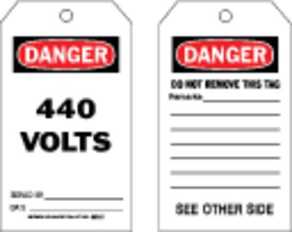 Danger Tag, 7 x 4 In, Bk and R/Wht, PK100