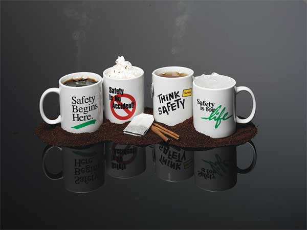 Coffee Mug, Safety For Life, White, 11oz