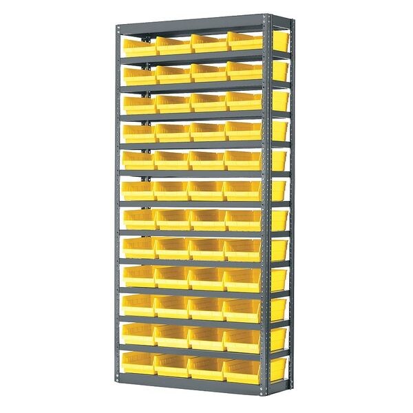 Steel Bin Shelving, 36 in W x 79 in H x 12 in D, 13 Shelves, Yellow
