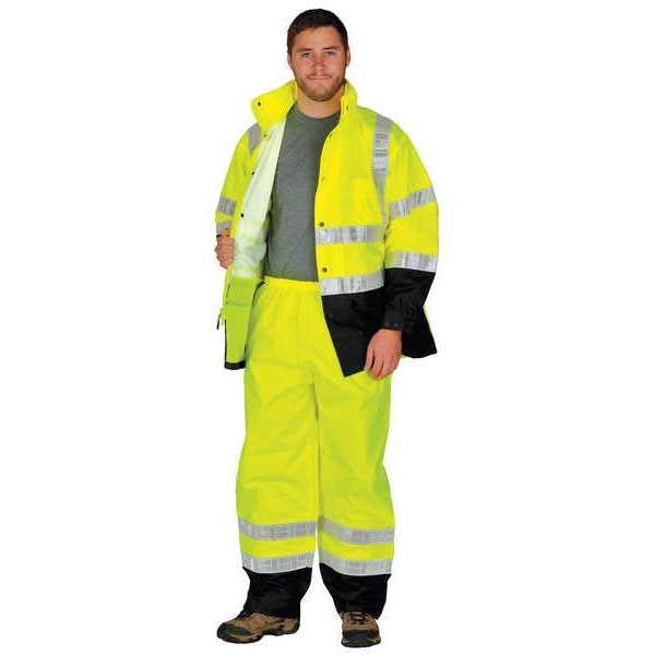 2-Piece Rainsuit with Hood, Jacket/Pant, Storm Stopper Pro, Class 3, Hi-Vis Lime, Size L/XL