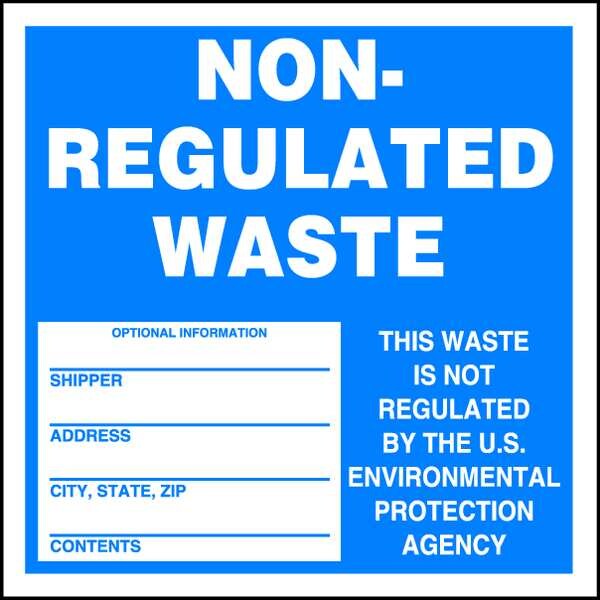 Non Regulated Waste Label, 6 In. W, PK100