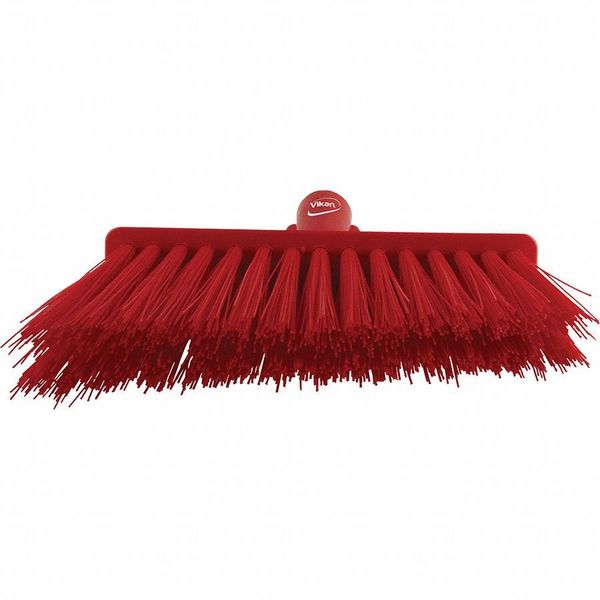 11 51/64 in Sweep Face Broom Head, Stiff, Synthetic, Red