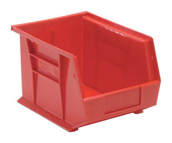 Hang & Stack Storage Bin, Red, Polypropylene, 10 3/4 in L x 8 1/4 in W x 7 in H