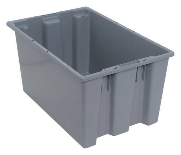 Stack & Nest Container, Gray, Polyethylene, 23 1/2 in L, 15 1/2 in W, 12 in H
