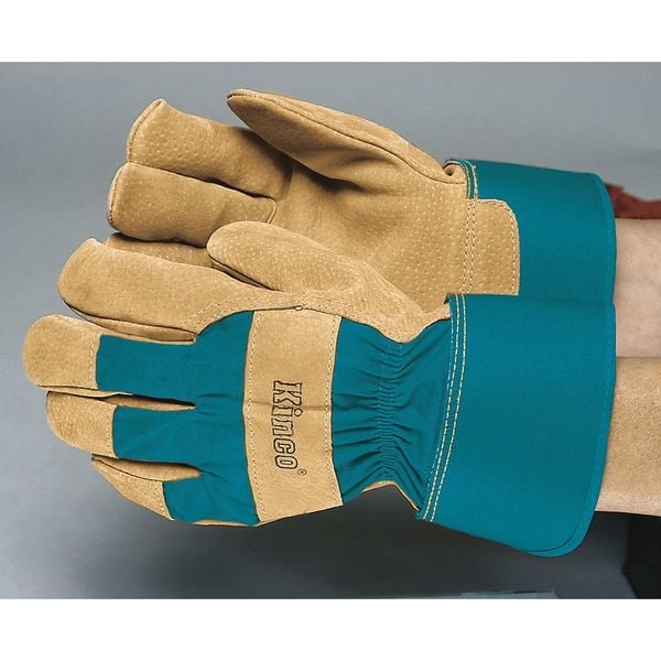 Womens Gloves, Leather Palm, Pigskin, L, PR