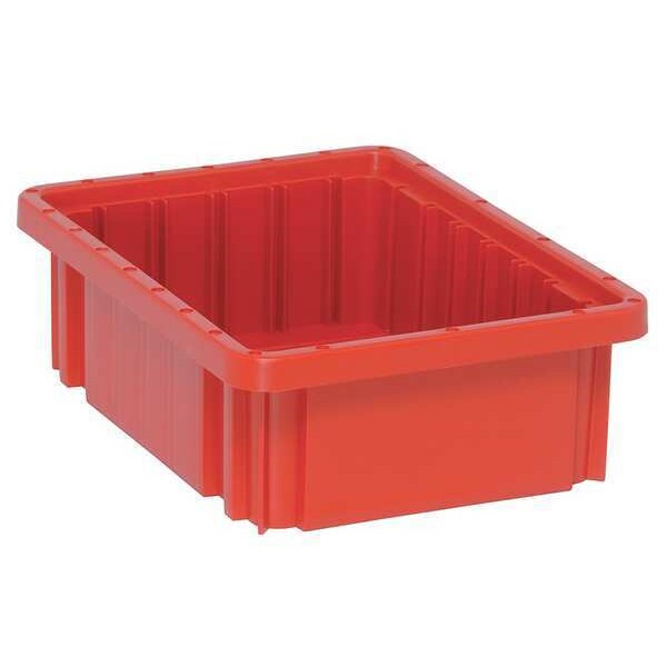 Divider Box, Red, Polypropylene, 10 7/8 in L, 8 1/4 in W, 3 1/2 in H, 0.1 cu ft Volume Capacity
