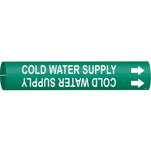 Pipe Marker, Cold Water Supply, Gn, 4to6 In