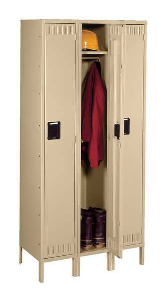 Wardrobe Locker, 36 in W, 12 in D, 66 in H, (1) Tier, (3) Wide, Sand