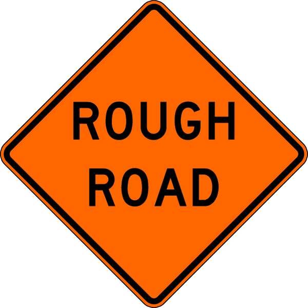 Rough Road Traffic Sign, 30 in Height, 30 in Width, Aluminum, Diamond, English