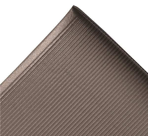 Antifatigue Mat, Black, 4 ft. L x 3 ft. W, PVC, Corrugated Surface Pattern, 1/2