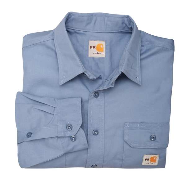 Carhartt Flame Resistant Collared Shirt, Blue, Cotton/Nylon, M