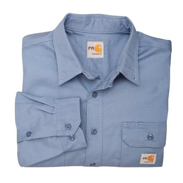 Carhartt Flame Resistant Collared Shirt, Blue, Cotton/Nylon, 4XL