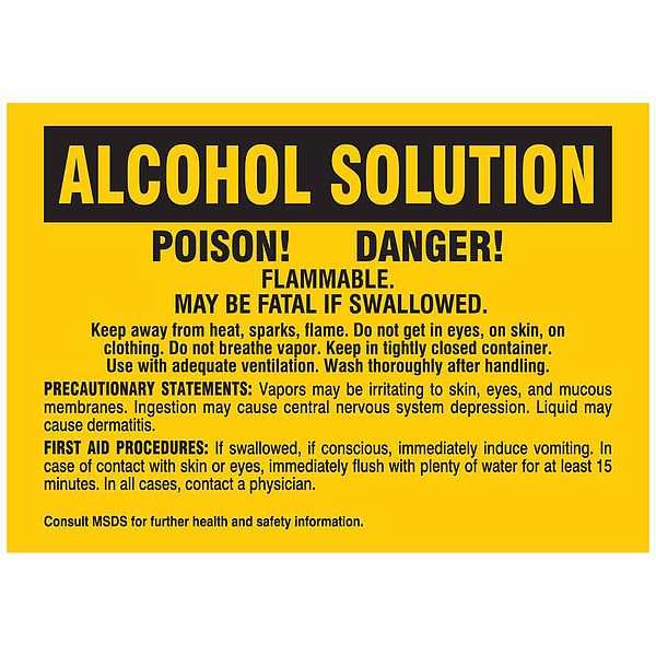 Chemical Label, 3 1/2 in Height, 5 in