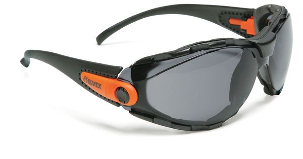 Safety Glasses, Wraparound Gray Polycarbonate Lens, Anti-Fog, Scratch-Resistant