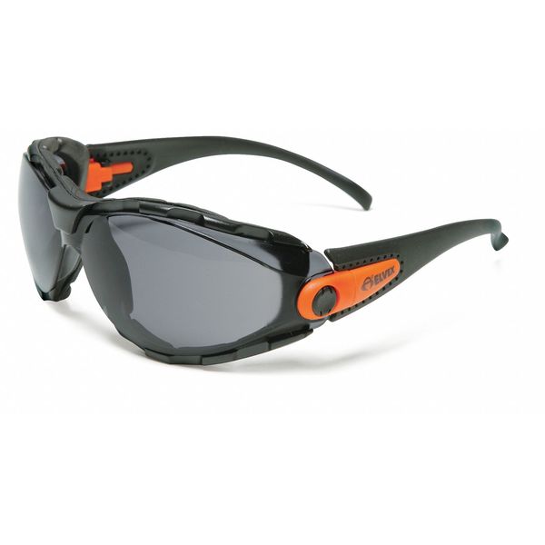 Safety Glasses, Wraparound Gray Polycarbonate Lens, Anti-Fog, Scratch-Resistant