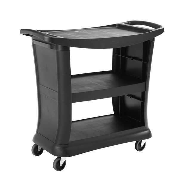 Plastic Enclosed Service Cart, 3 Shelves, 300 lb