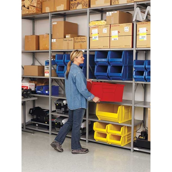 Storage Bin, Blue, Polypropylene, 35 7/8 in L x 23 7/8 in W x 17 1/2 in H, 150 lb Load Capacity