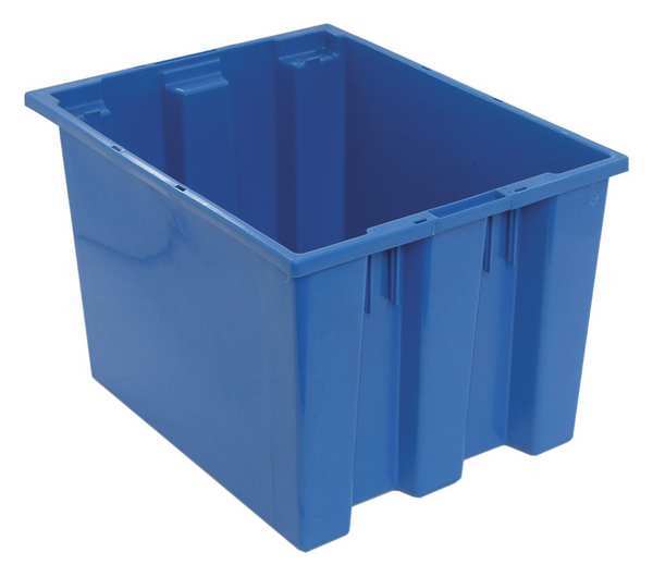 Stack & Nest Container, Blue, Polyethylene, 19 1/2 in L, 15 1/2 in W, 13 in H