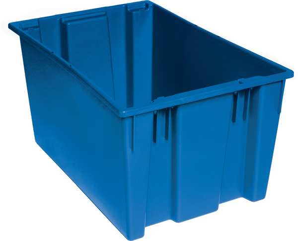 Stack & Nest Container, Blue, Polyethylene, 19 1/2 in L, 15 1/2 in W, 13 in H