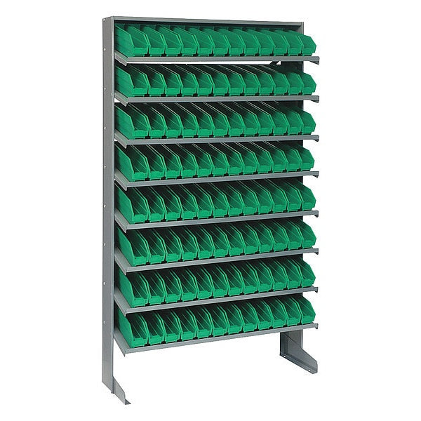 Steel Pick Rack, 36 in W x 60 in H x 12 in D, 8 Shelves, Green