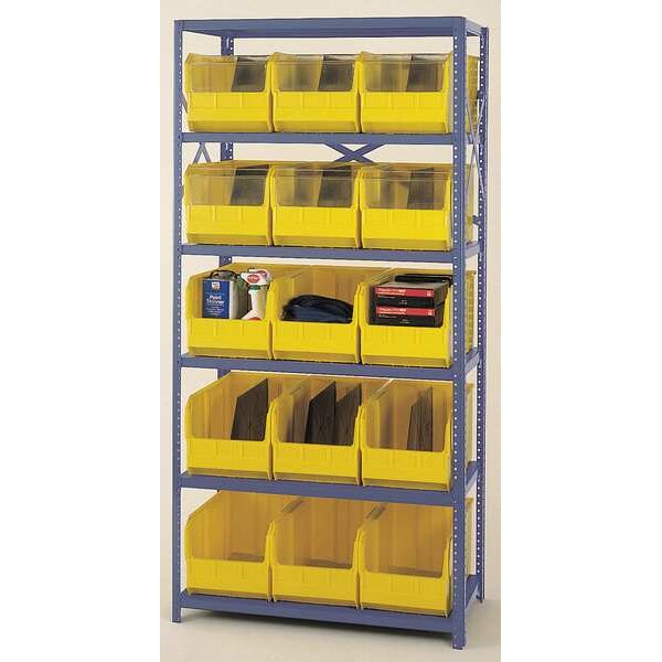 Steel Bin Shelving, 36 in W x 75 in H x 18 in D, 6 Shelves, Black
