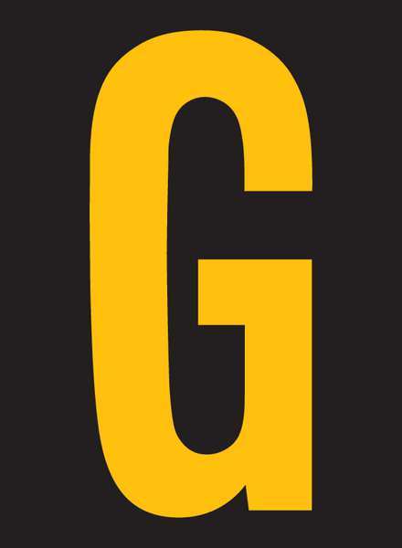 Reflective Letter Label, G, 2-1/2in H, PK25