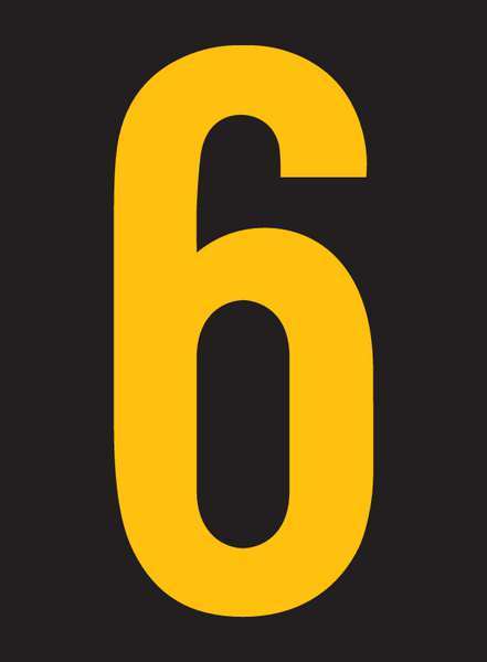 Reflective Number Label, 6, 2-1/2in H, PK25