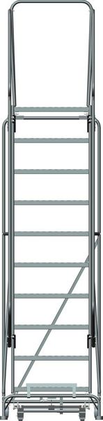 133 in H Steel Stock Picking Rolling Ladder, 10 Steps