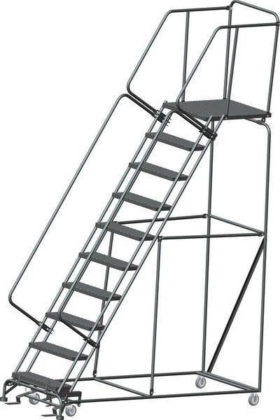 133 in H Steel Stock Picking Rolling Ladder, 10 Steps