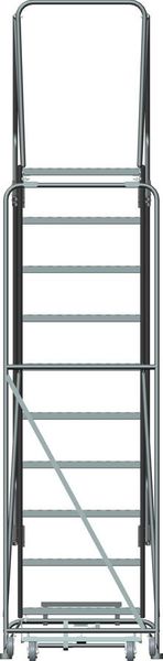 133 in H Steel Stock Picking Rolling Ladder, 10 Steps