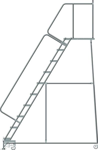 133 in H Steel Stock Picking Rolling Ladder, 10 Steps