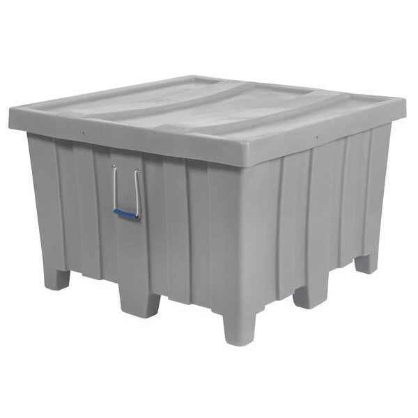Gray Bulk Container, Plastic, 23 cu ft Volume Capacity