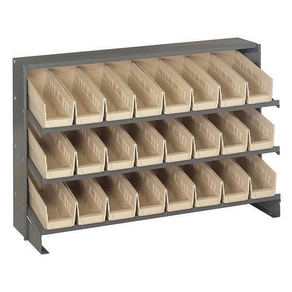 Steel Bench Pick Rack, 36 in W x 21 in H x 12 in D, 3 Shelves, Ivory