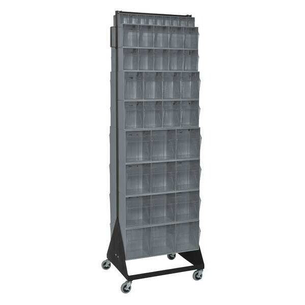 Steel And High Impact Polystyrene Mobile Double Sided Tip Out Bin Rack, 75 in H x Gray