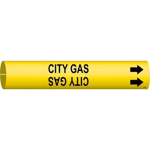 Pipe Marker, City Gas, Yel, 3/4 to 1-3/8 In