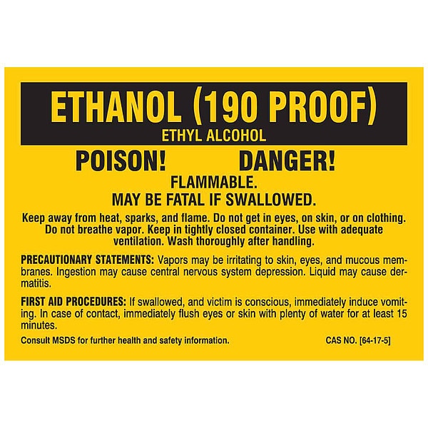 Chemical Label, 5 In. W, Polyester, PK25